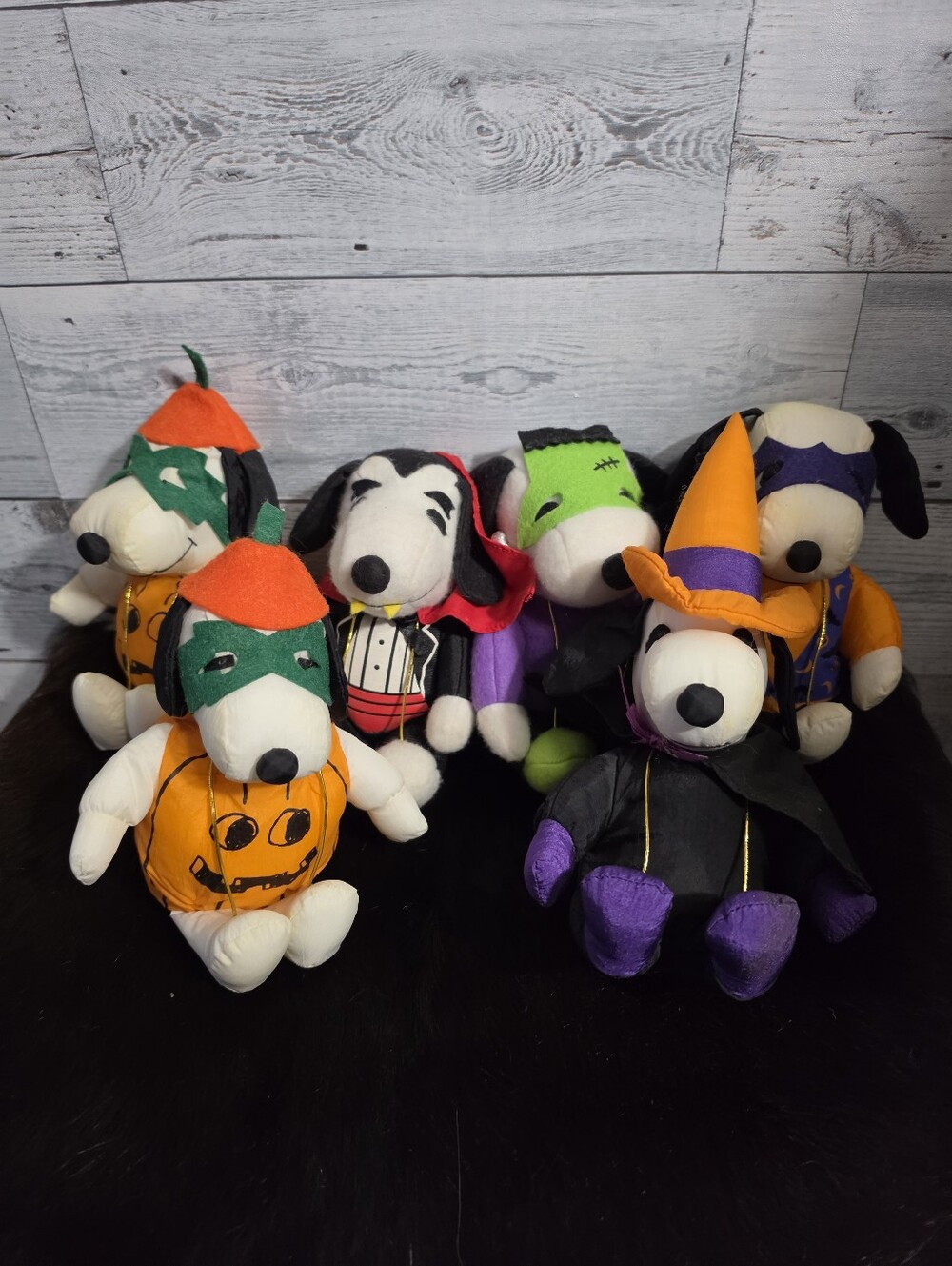 VTG Peanuts Halloween Snoopy Plush Lot of 6 Late 90s Early 2000s Spooky Decor